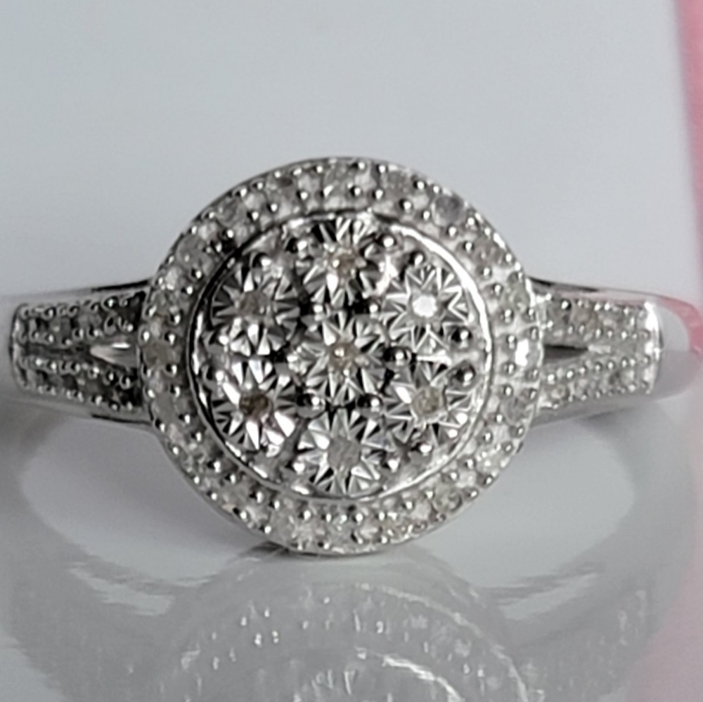 Genuine Diamond Cluster Cocktail Ring